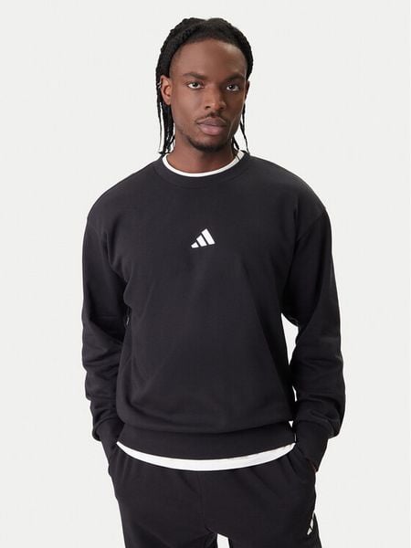 Adidas Bluza Essentials Feel Cozy JE3837 Czarny Regular Fit. Czarne bluzy męskie Adidas, m, bez wzorów, z bawełny, bez kaptura. Za 150.99 zł.