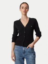 Calvin Klein Jeans Kardigan LV047H305G Czarny Regular Fit. Czarne kardigany damskie Calvin Klein Jeans, xl, bez wzorów, z bawełny, bez kołnierzyka, bez ramiączek, bez kaptura. Za 449.99 zł.