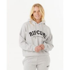 Rip Curl Varsity Hoodie - Grey Marle/Black. Szare bluzy sportowe damskie Rip Curl, bez wzorów, bez kaptura, na fitness i siłownię. W wyprzedaży za 240.85 zł.