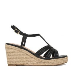 Espadryle JENNY. Czarne sandały damskie Jenny, bez wzorów, bez obcasa, bez zapięcia. Za 119.99 zł.