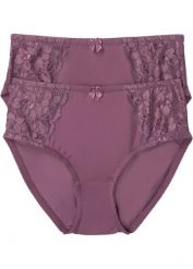 Figi maxi z delikatną koronką (2 pary). Czarne figi damskie bonprix, bez wzorów, z koronki. Za 67.99 zł.