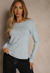 Niebieska Bluzka Longsleeve Ozdobiona Geometrycznym Motywem Uninessa. Niebieskie bluzki damskie Renee, l, bez wzorów, z jeansu, bez kołnierzyka, bez ramiączek. Za 49.99 zł.