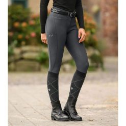 Damskie spodnie jeździeckie o pełnej przyczepności ELT Comfort Ride. Szare spodnie materiałowe damskie ELT, l, bez wzorów, z elastanu. Za 383.00 zł.