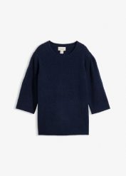 Sweter ażurowy. Białe swetry damskie bonprix, w ażurowe wzory, bez kołnierzyka, bez ramiączek, bez kaptura. Za 124.99 zł.