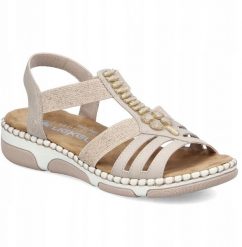 Rieker Rieker Sandals 66201-62 Beżowe 43. Brązowe sandały damskie Rieker, bez wzorów, bez obcasa, bez zapięcia. Za 265.20 zł.