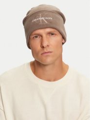 Calvin Klein Czapka Mono Logo Embro K50K512460 Brązowy. Brązowe rękawiczki męskie Calvin Klein, na zimę, bez wzorów, z bawełny. Za 209.99 zł.