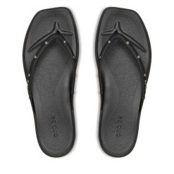 Japonki Crocs. Czarne klapki damskie Crocs, bez wzorów, bez obcasa. Za 179.99 zł.