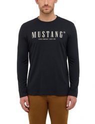Męski Longsleeve Mustang Style Asheville Jet Black 1016873 4188. Czarne t-shirty męskie Mustang, m, bez wzorów, bez kołnierzyka. Za 109.99 zł.