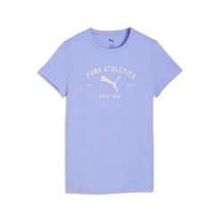 Damska koszulka PUMA Class z grafiką PUMA. Fioletowe t-shirty damskie Puma, bez wzorów, casualowe, bez kołnierzyka. Za 109.00 zł.