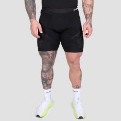 Spodenki fitness męskie GymBeam czarne bezszwowe. Czarne krótkie spodenki sportowe męskie GYMBEAM, m, bez wzorów, z elastanu, do biegania. Za 106.90 zł.