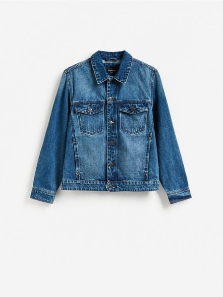 Jeansowa kurtka - niebieski. Niebieskie kurtki męskie Reserved, l, bez wzorów, z denimu, bez kaptura. Za 169.99 zł.