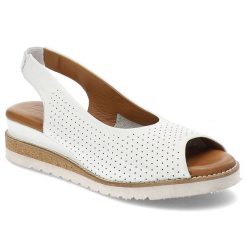 Białe Sandały Artiker Modne Obuwie Damskie. Białe klapki damskie Artiker, bez wzorów, ze skóry, bez obcasa, na koturnie, bez zapięcia. Za 299.00 zł.