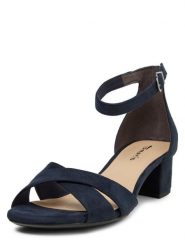 Tamaris Sandały Kobiety Tekstylia niebieski jednolity, 37. Niebieskie sandały damskie Tamaris, bez wzorów, bez obcasa, na obcasie, bez zapięcia. Za 249.95 zł.