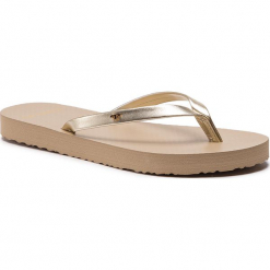 Japonki TORY BURCH - Metallic Leather Flip Flop 54890 Spark Gold/Light Taupe 754. Brązowe klapki damskie Tory Burch, z materiału. Za 309.00 zł.