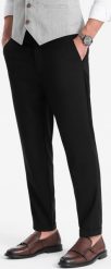 Ombre Męskie spodnie chino z gumką w pasie SLIM FIT - czarne V4 OM-PACP-0157 S. Czarne spodnie materiałowe męskie Ombre, m, bez wzorów. Za 219.99 zł.