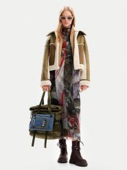 Desigual Kożuch Chaq 24WWEWB7 Khaki Regular Fit. Brązowe płaszcze damskie Desigual, m, bez wzorów, z syntetyku, bez kaptura. Za 659.99 zł.