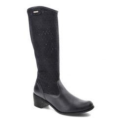 Kozaki damskie Avanti, skórzane i na eleganckim obcasie, granatowe, 147-D8. Niebieskie kozaki damskie Avanti, ze skóry, bez obcasa, na obcasie. Za 279.00 zł.