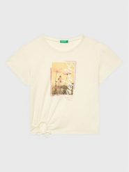 United Colors Of Benetton T-Shirt 3096C10B4 Écru Regular Fit. T-shirty i topy dla dziewczynek United Colors Of Benetton, bez wzorów, z bawełny, bez ramiączek. Za 79.99 zł.