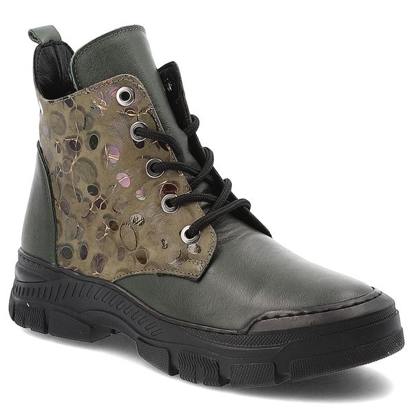 Khaki Botki Artiker Wygodne Obuwie Damskie. Zielone kozaki damskie Artiker, ze skóry, bez obcasa. Za 263.99 zł.