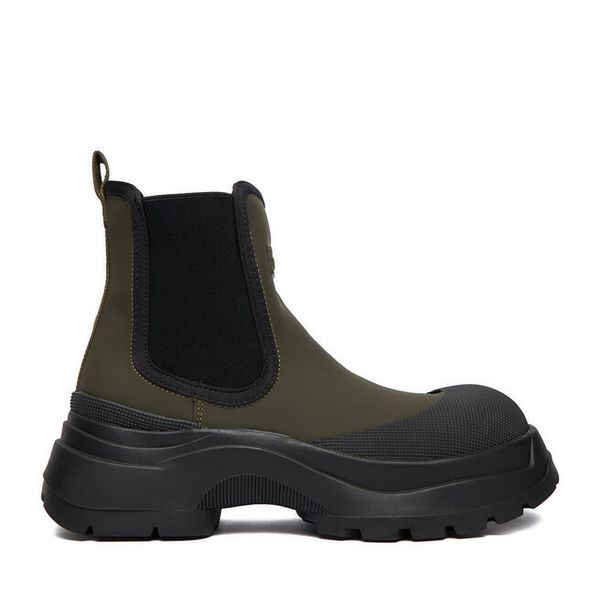 Sztyblety Hunter. Brązowe botki damskie Hunter, bez obcasa, na płaskiej podeszwie, bez zapięcia. Za 329.99 zł.