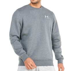 Męska bluza Under Armour Essential Fleece Szara. Szare bluzy męskie Under Armour, m, bez wzorów, z bawełny, bez kaptura. Za 251.40 zł.