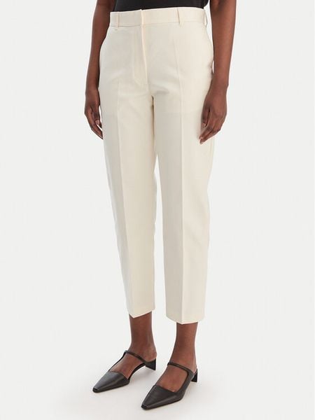 Calvin Klein Chinosy LV044B916G Écru Regular Fit. Białe spodnie materiałowe damskie Calvin Klein, bez wzorów, z bawełny. Za 297.99 zł.