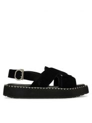 EMU Australia Sandały Morna W13284 Czarny. Czarne sandały damskie Emu Australia, bez wzorów, z materiału, bez obcasa, na płaskiej podeszwie, bez zapięcia. Za 428.99 zł.