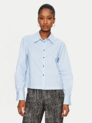 Morgan Koszula 242-CBOXI Błękitny Loose Fit. Niebieskie bluzki damskie Morgan, bez wzorów, z bawełny, bez kołnierzyka, bez ramiączek. Za 299.99 zł.