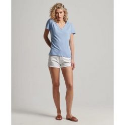 Dziewczęca koszulka z haftem i płomieniami v-neck Superdry. Niebieskie t-shirty i topy dla dziewczynek Superdry., z aplikacjami, z jeansu, bez ramiączek. Za 122.65 zł.