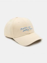 Czapka z daszkiem z haftowanym napisem Ocean Air Salty Hair - szary. Szare czapki i kapelusze damskie Sinsay, bez wzorów. Za 15.99 zł.