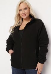 Czarna Bluza na Suwak o Klasycznym Kroju z Kołnierzem i Kieszeniami Lathmini. Czarne bluzy damskie Born2be, xl, bez wzorów, bez kaptura. Za 49.99 zł.