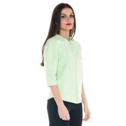 Bluza ciepła z bawełna z kaptur na co dzień. Zielone bluzy damskie LEONE 1947 APPAREL, bez wzorów, z bawełny, bez kaptura, na fitness i siłownię. Za 168.36 zł.