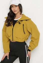Żółta Kurtka Oversize z Nieodpinanym Kapturem i Kieszeniami Firlio. Żółte kurtki damskie Born2be, l, bez wzorów, z jeansu. Za 169.99 zł.