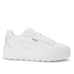 Buty damskie sportowe platformy skóra Puma KARMEN II. Białe obuwie sportowe damskie Puma, bez wzorów, z jeansu, trekkingowe. Za 189.00 zł.