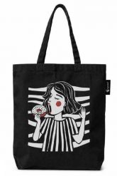 Cozywood Torba bawełniana na zakupy. Kobieta z pączkiem. Torebki shopper damskie Cozywood, bez wzorów, z bawełny, bez dodatków. Za 58.80 zł.