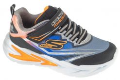 Buty sportowe Sneakersy chłopięce, S-Lights: Flex-Glow Ultra. Szare trampki i tenisówki chłopięce Skechers, bez wzorów, z materiału, sportowe, bez zapięcia. Za 199.99 zł.