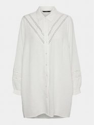 Vero Moda Curve Sukienka koszulowa Chris 10301894 Biały Regular Fit. Białe sukienki damskie Vero Moda Curve, bez wzorów, z syntetyku, bez kołnierzyka, bez ramiączek, koszulowe. Za 129.99 zł.