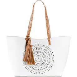 Torba shopper bonprix kremowo-złoty kolor. Białe torebki shopper damskie bonprix, bez wzorów, bez dodatków. Za 82.99 zł.
