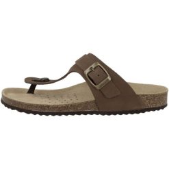 Sandały damskie Geox Brionia. Brązowe sandały damskie Geox, bez wzorów, z gumy, bez obcasa, bez zapięcia. Za 304.75 zł.