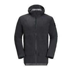 Kurtka przeciwdeszczowa męska Jack Wolfskin Goldgewann Parka. Czarne kurtki męskie Jack Wolfskin, m, bez wzorów, sportowe, bez kaptura. Za 619.99 zł.