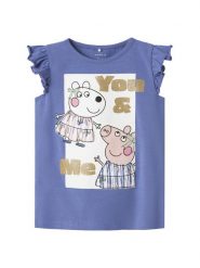 NAME IT Top Peppa 13242959 Niebieski Regular Fit. Niebieskie t-shirty i topy dla dziewczynek Name it, bez wzorów, z bawełny, bez ramiączek. Za 49.99 zł.