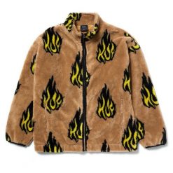 Kurtka turystyczna męska HUF Flamin Zip Sherpa Fleece. Brązowe kurtki męskie HUF, m, bez wzorów, z polaru, trekkingowe. W wyprzedaży za 416.00 zł.