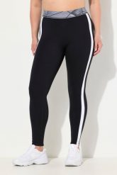 Damskie Legginsy paski kieszenie wysoki stan elastyczny pas. Czarne legginsy damskie Ulla Popken, plus size, bez wzorów, z elastanu. Za 239.99 zł.