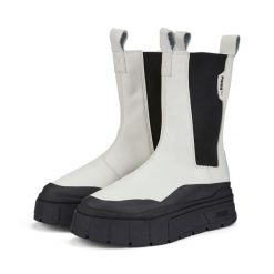 Buty do chodzenia damskie Puma MAYZE STACK CHELSEA. Białe obuwie sportowe damskie Puma, bez wzorów, z gumy, trekkingowe. Za 324.00 zł.