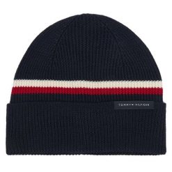 Czapka Tommy Hilfiger. Niebieskie czapki i kapelusze męskie Tommy Hilfiger, na zimę, bez wzorów. Za 209.99 zł.