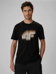 T-shirt regular z nadrukiem męski 4F 4FRSS26TTSHM4228. Czarne t-shirty męskie 4f, m, bez wzorów, z bawełny, klasyczne, bez kołnierzyka. Za 57.99 zł.