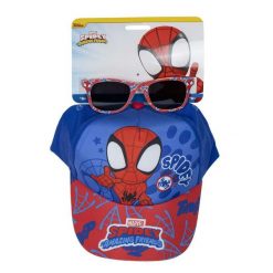Zestaw z czapką i okularami przeciwsłonecznymi Spidey Niebieski. Niebieskie czapki i kapelusze męskie SPIDEY AND HIS AMAZING FRIENDS, bez wzorów, sportowe. Za 61.95 zł.