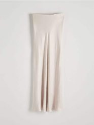 Spódnica maxi z wiskozy - kremowy. Białe spódnice damskie Reserved, l, bez wzorów, z tkaniny, maxi, proste. W wyprzedaży za 69.99 zł.