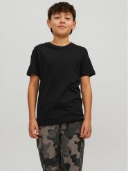 Jack & Jones Junior T-Shirt Basic Tee Czarny Regular Fit. Czarne t-shirty dla chłopców Jack & Jones Junior, bez wzorów, z bawełny, bez ramiączek. Za 49.99 zł.