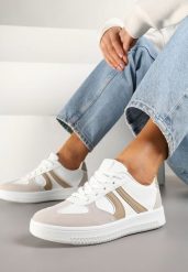 Biało-Beżowe Sneakersy Klasyczne Tenisówki Setinora. Białe trampki i tenisówki damskie Renee, bez wzorów, z jeansu, eleganckie, bez zapięcia. Za 79.99 zł.